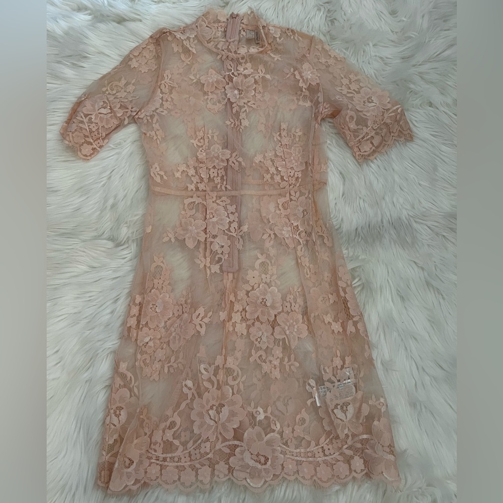 Elegant Lace Dress in Peach